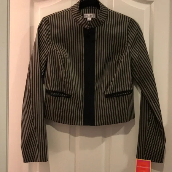 🧥ISAAC MIZRAHI black stripe lined jacket NWT - Picture 1 of 5